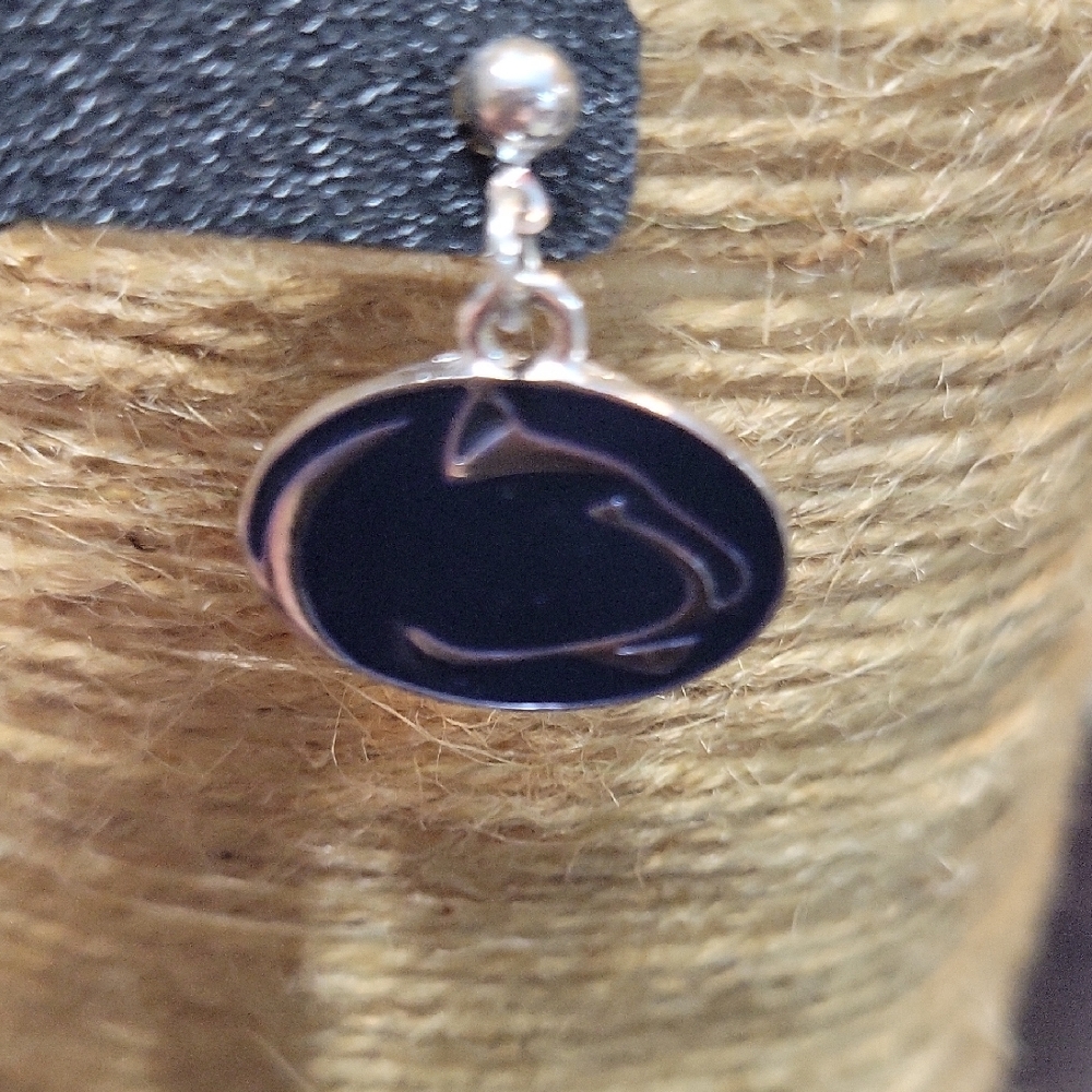 Penn State Classic Blue and Silver Dangle Earrings - Picture 2 of 2